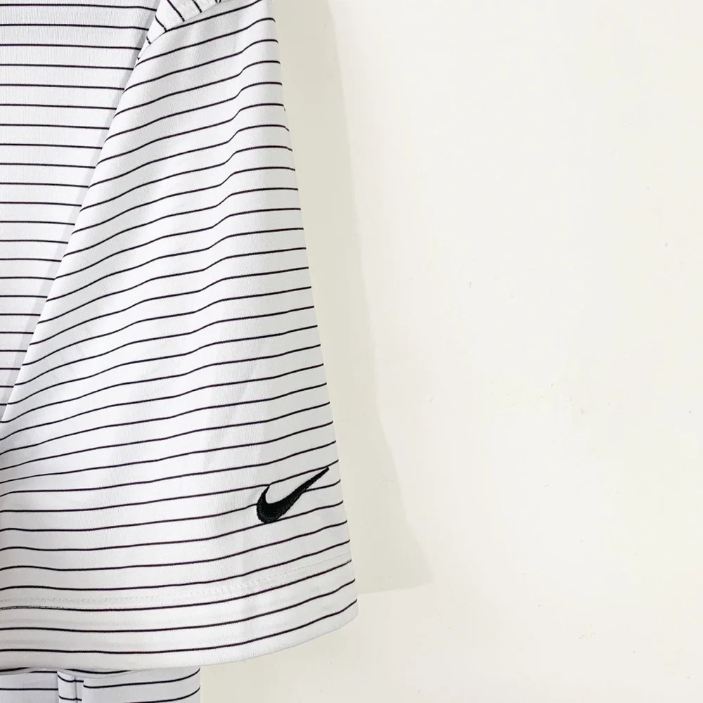Nike White Polo Shirt with Thin Black Stripes